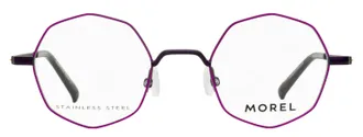 MOREL 20147K Octagonal Stainless Steel Eyeglasses - Purple