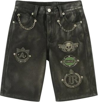 John Richmond Bermuda met iconische applicaties - Heren - Korte Broeken - Zwart - W34 - Korte Broeken