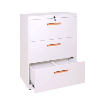 Hhg Hhg - Nunca Usado] Archivador Colgante 042, Archivador De Oficina Armario De Acero, A4 Con Cerradura, 103x76x46cm Blanco