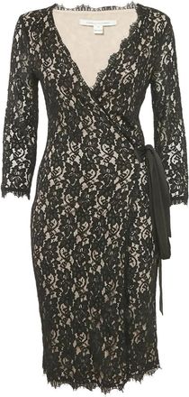 Diane Von F&uuml;rstenberg lace wrap-front midi dress - Black