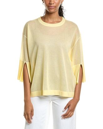 Kenneth Cole Semi Sheer Crewneck Top