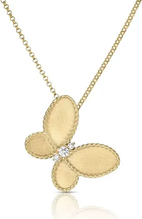 Roberto Coin 18K Yellow Gold Jasmine Diamond Butterfly Necklace