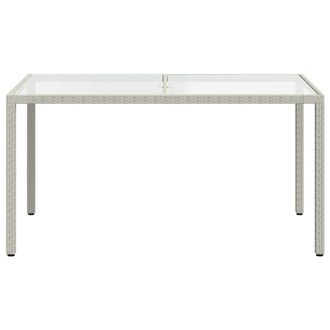 Berkfield Home Garden Table 150x90x75 cm Tempered Glass & Poly Rattan White | Size: 150 x 90 x 75 cm