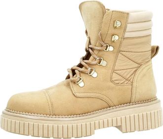 Alpe Stijlvolle Lace-up Laarzen voor Kinderen - Dames - Veterlaarzen - Beige - 37 EU - Schoenen