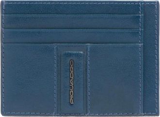 Piquadro Accessoires, Heren, Blauw, ONE Size, Leer, Slanke Pasjeshouder van Leer