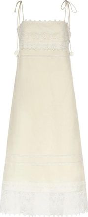 Valentino Garavani Geborduurd Linnen Jurk - Dames - Casual kleedjes - Beige - XS - Linnen - Kleedjes