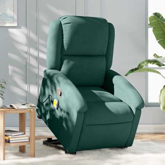 vidaXL Vidaxl - Sill&oacute;n Reclinable De Masaje Elevable Terciopelo Verde Oscuro