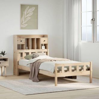vidaXL Cama Con Estanter&iacute;a Sin Colch&oacute;n Madera Maciza De Pino 90x190 Cm Vidaxl