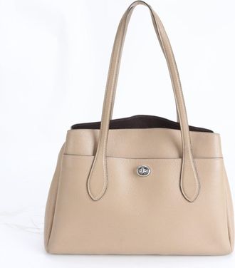 Coach Beige Leather Shoulder Bag Tote Bag (Pre-Owned)