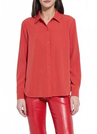 Lyss&eacute; Parker Button Down Shirt In Extra Ordinary Red