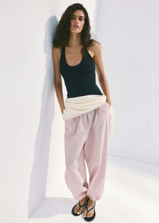 Mango Pantaloni harem quadri rosa pastello - Donna - XXL - MANGO
