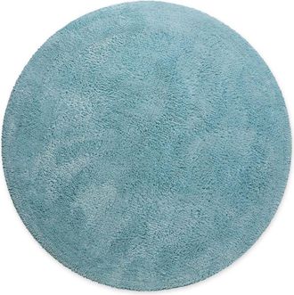 Wecon Home Alfombra de ba&ntilde;o azul gris&aacute;ceo redonda de algod&oacute;n 80 cm