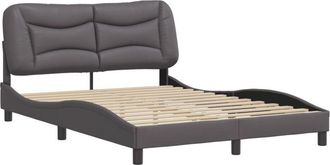 vidaXL Vidaxl - Estructura De Cama Sin Colch&oacute;n Cuero Sint&eacute;tico Gris 140x190 Cm