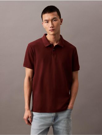Calvin Klein Mens Refined Pique Polo Shirt - Red - XL