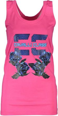 Cavalli Roze Katoenen Tanktop met Opvallende Print - Dames - Tops zonder mouwen - Roze - S - Katoen - Tops