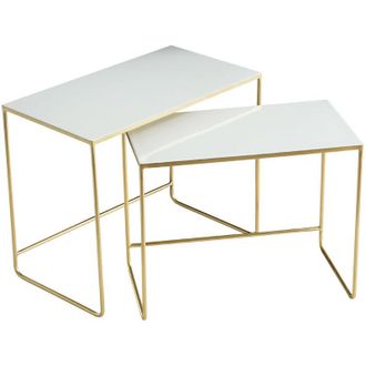 Miliboo Tavolini da salotto estraibili bianco e oro (set di 2) WESS