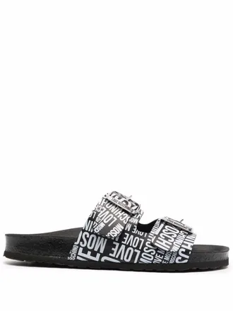 Love Moschino Sandalen met logoprint - Zwart