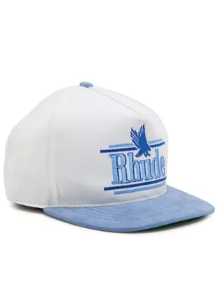 Rhude Rhude Rossa Logo-appliqu&eacute;d Cotton-twill cap - White And Blue - One Size