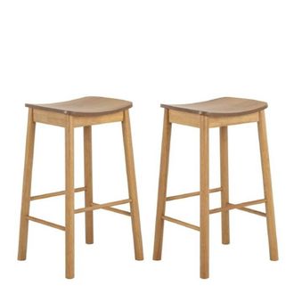 Netfurniture Soho Bar Stool Without Back in Matt Oak Set of 2 in Brown