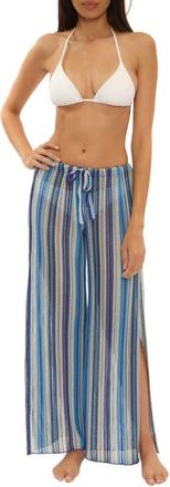 BECCA by Rebecca Virtue Seaside Striped Cover-Up Pants in True Blue/turquoise at Nordstrom, Size X-Small