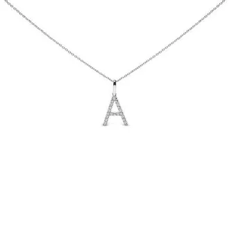 House of Brilliance Sterling Silver Diamond Accent A-Z Initial Pendant Necklace in Sterling Silver |A at Nordstrom