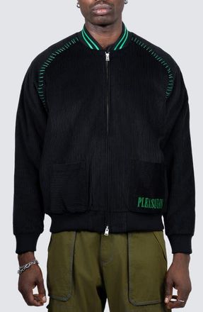 Pleasures Strikeout Corduroy Bomber Jacket in Black at Nordstrom, Size Xx-Large