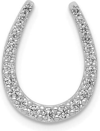 Diamond2Deal 14k White Gold 1/4 carat Diamond Horseshoe Chain Slide
