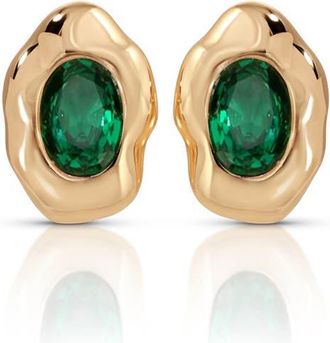 Ettika Molten Glow Crystal Stud Earrings in Green at Nordstrom