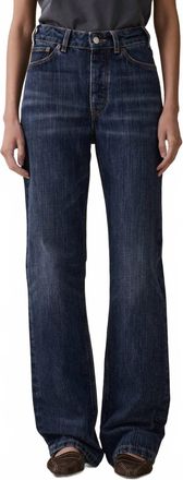 Jeanerica Virgo Mid Rise Straight Leg Jeans In Dark Blue Righe