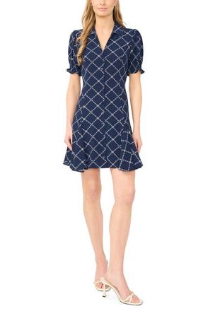 CeCe by Cynthia Steffe Puff Sleeve Minidress in Classic Navy at Nordstrom, Size 12