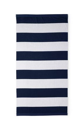 Lands End Cabana Rugby Stripe Beach Towel in Navy Cabana Stripe at Nordstrom