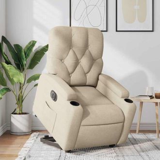 vidaXL Vidaxl - Sill&oacute;n El&eacute;ctrico Reclinable Elevable De Tela Color Crema