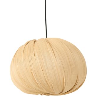 Beliani L&aacute;mpara Colgante De Bamb&uacute; Con Pantalla De Globo Tejida Estilo Boho R&uacute;stico Natural Mngeni