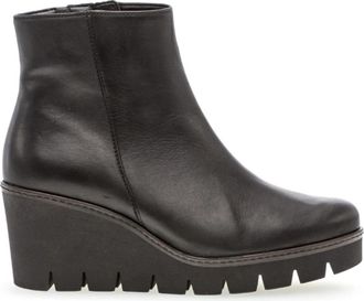 Gabor Utopia Chunky Wedge Heel Enkellaarsjes - Dames - Sleehakken - Zwart - 40 1/2 EU - Leer - Schoenen