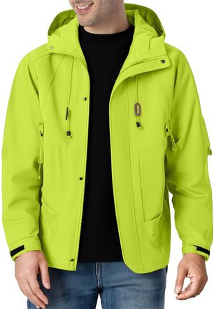 Generic Lightweight Waterproof Jacket Men Breathable Full Zip Hooded Rain Coat for Hiking Camping Travel Casual Wear, Outdoor Windbreaker Jackets