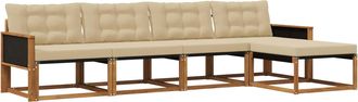 vidaXL Conjunto De Sof&aacute;s De Exterior 5 Uds. Natural Y Beige Vidaxl