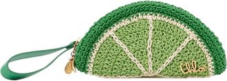 Chlo&eacute; Tropicus Lime Slice Pouch - Dames - Clutches - Groen - ONE Size - Katoen - Tassen