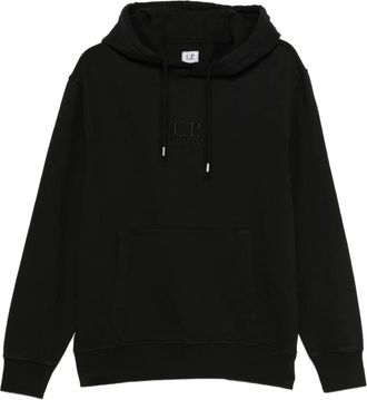 C.P. Company logo-embroidered hoodie - men - Cotton - L - Black