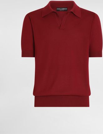 Dolce & Gabbana Cashmere Polo Shirt - Man Sweaters And Cardigans Burgundy 44