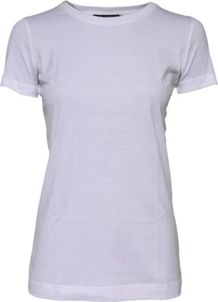 Dolce & Gabbana Witte Katoenen Crew Neck T-shirt - Dames - T-shirts - Wit - 2XL - Katoen - Tops