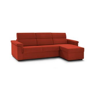 Dmora Sof&aacute; Cama Con Chaiselongue Esca, Desenfundable, Almacenaje Made In Italy, Repelente Al Agua Multiposici&oacute;n, 285x160 Cm Naranja
