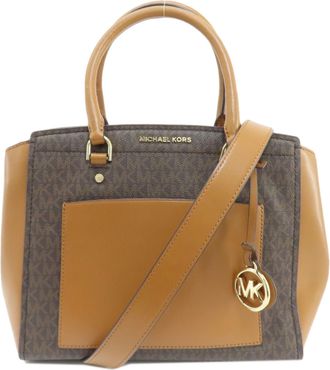 Michael Kors Brown Dark Brown Pvc Tote Bag (Pre-Owned)