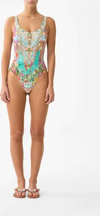 Camilla Wide Strap Round Neck One Piece In Meet Me In Mallorca