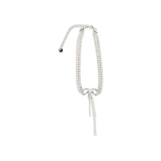 Self Portrait Crystal Double Bow Choker - Silver