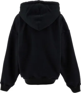 Off-white Logo-Embroidered Cotton Hoodie - Black