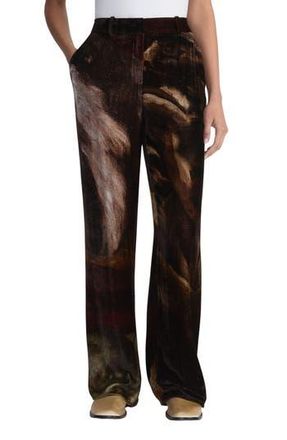 Lafayette 148 New York x Save Venice Gates High Waist Velvet Straight Leg Pants in Burnt Sienna Multi at Nordstrom Rack, Size 10