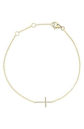Effy Diamond Cross Charm Bracelet in Gold at Nordstrom Rack, Size 7.5