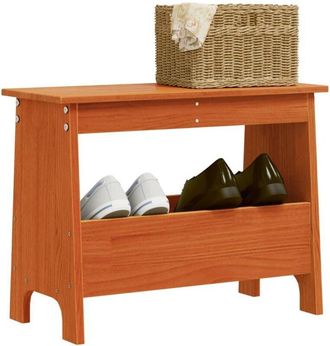 vidaXL Banco De Recibidor Madera Maciza Pino Marr&oacute;n Cera 60x28x45 Cm Vidaxl