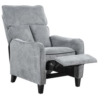 Beliani Beliani - Sill&oacute;n Reclinable Gris Reposapi&eacute;s Extra&iacute;ble Estilo Vintage Respaldo Alto Royston