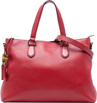 Gucci Pre-owned Gucci Leather Bamboo Tassel Satchel Ladies 449642 568024